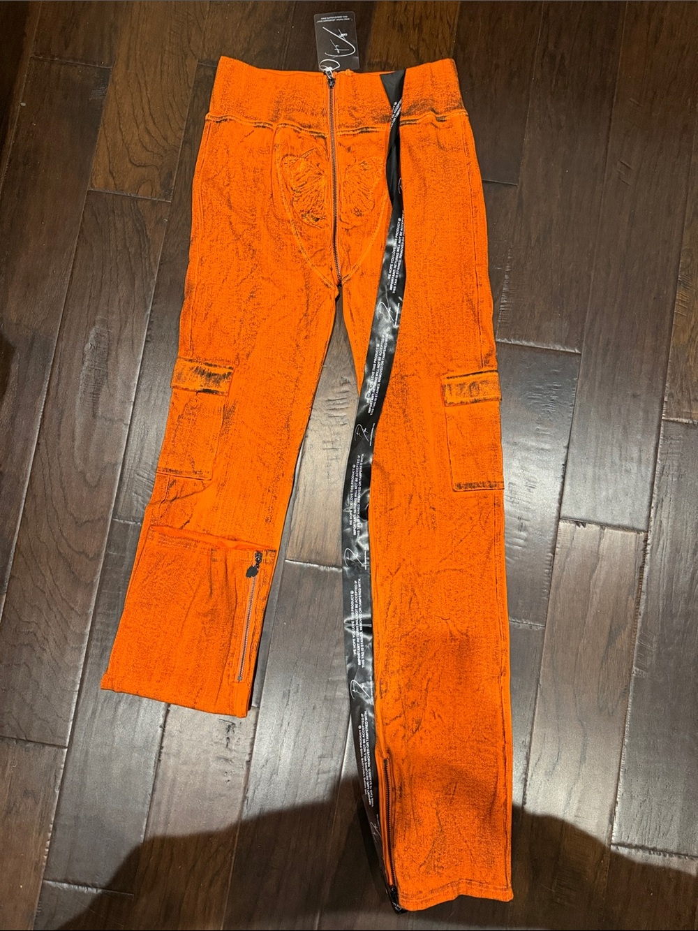 Tordrobes Orange Zip-Detail Cargo Pants with Black Trim